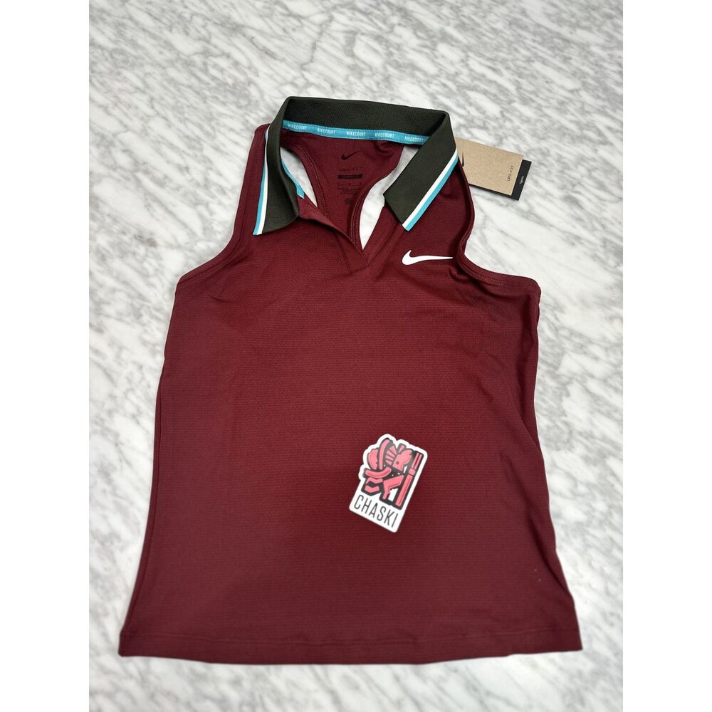 Nike Court Slam Dri FIT Tennis Tank Top Burgundy women's Medium FZ6753-619
